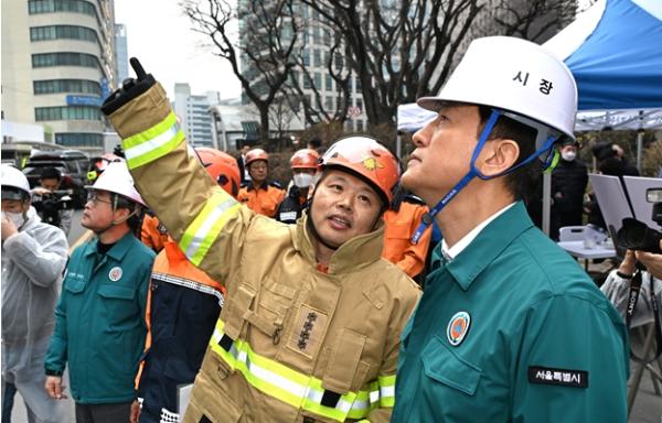 오세훈 서울시장, 16일 중구 소공동 복합건축물 화재 현장 점검