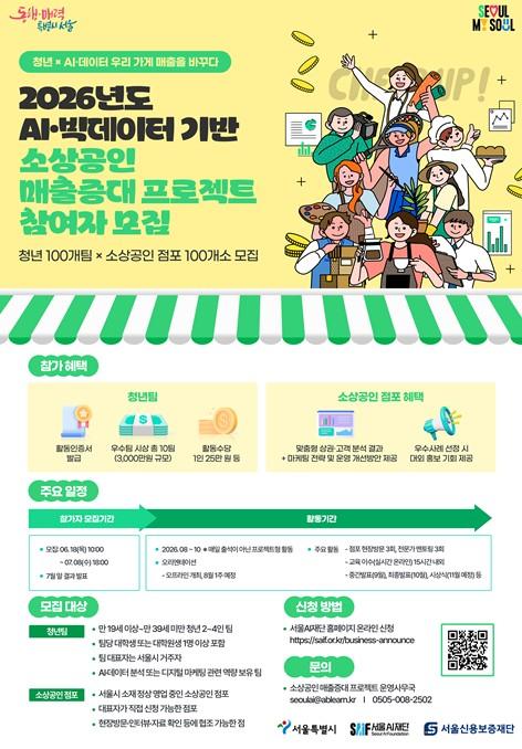 서울시, 청년 AI 분석가 100팀 뜬다… 골목상권 매출 살리기 프로젝트