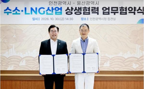 인천시-울산시, 수소·액화천연가스(LNG) 산업 상생협력 맞손